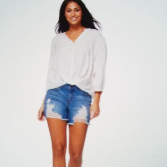 Midrise Destructed Shorts - Picture 2 of 6